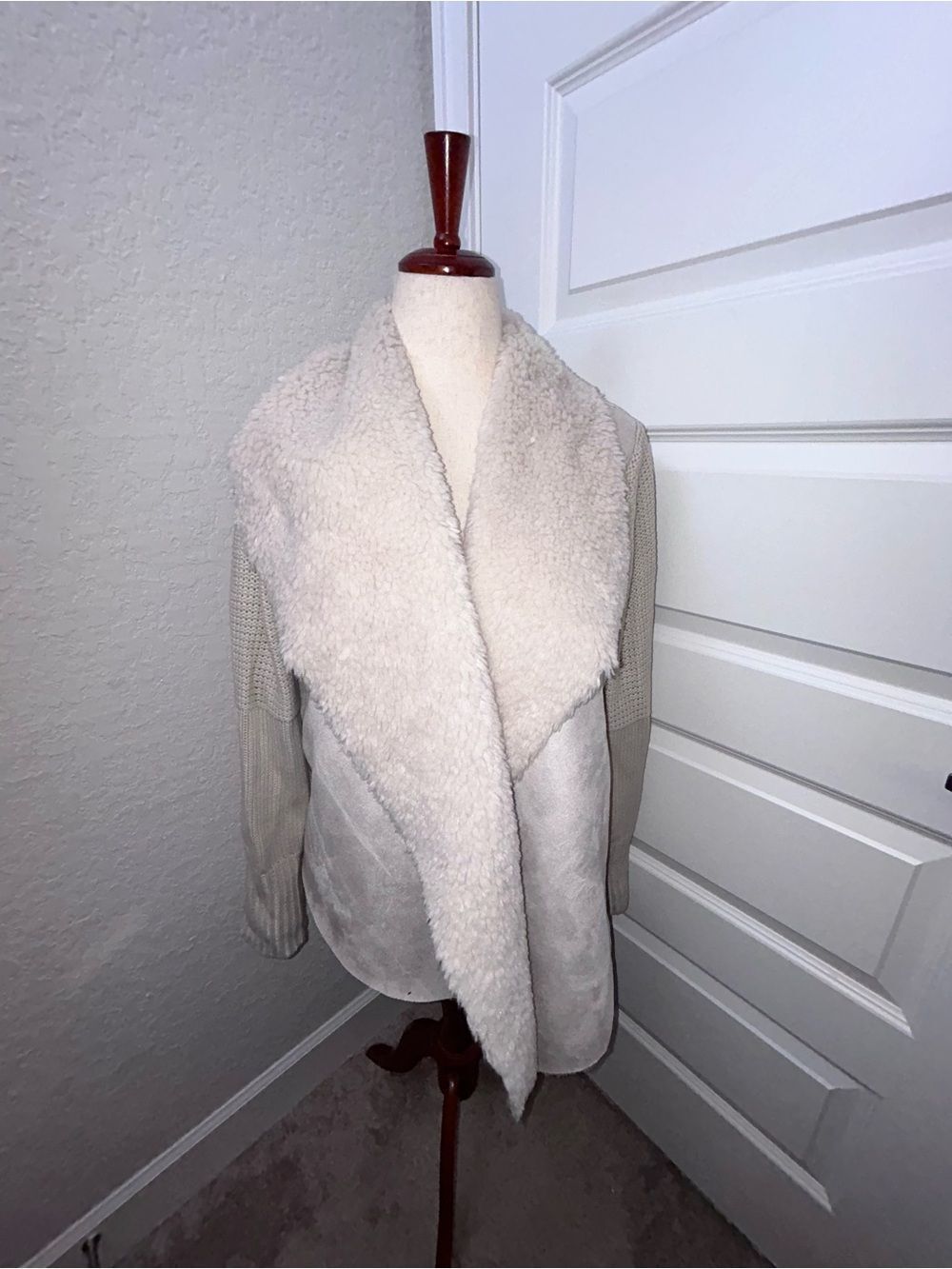 Chelsea & Theodore Draped Open Front Sweater Jacket
